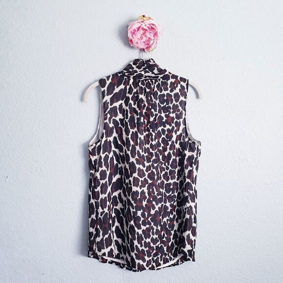 Trina Turk Leopard Print Necktie Silk Sleeveless Blouse - Picture 7 of 7